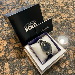 Movado Bold Silver and Dark Blue